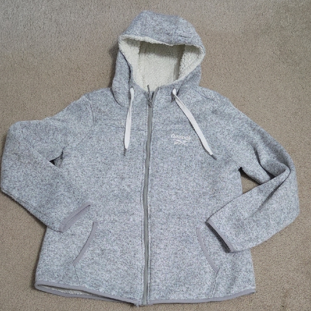 Reebok Gray Hooded Women's Zip Up Sweatshirt